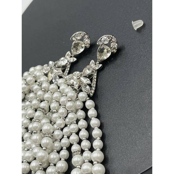 Jenny Packham Designer Wedding Dare To Shine Crystal White Pearl Dangle Earring - Picture 10 of 12